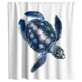 Final Friday Funny Sea Turtle Shower Curtains Ocean Animal Cartoon Kids Theme Cloth Fabric Bathroom Decor Sets with Hooks Waterproof Washable 70 x 70 inches Blue