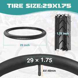 MAKELEN 2 Pack Bike Tire and Tube for Moutain Bike City Bike 29x1.75(47-622) Great for Paved Road Commuting Ride Bicycle Tire for Cruiser Bicycle Black (2 Tires&2 Tubes)