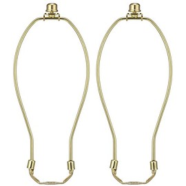 10 Inch Detachable Lamp Shade Harp Holder for Table and Floor Lamps,2 Set Heavy Duty Lamp Shade Bracket with 3/8 Standard Saddle and Lamp Finial,Polished Brass