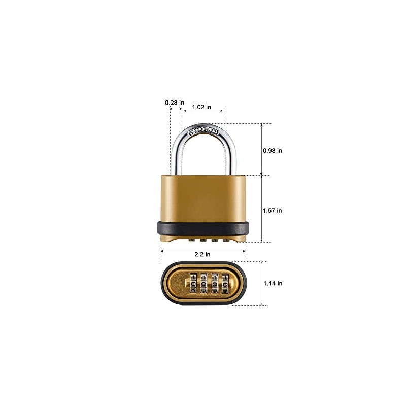 CINCINNO Heavy Duty Weatherproof Combination Lock, 4-Pack Outdoor Combo Lock,Resettable