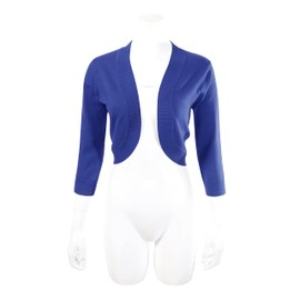 Allsense - Cárdigan corto de manga 3/4 para mujer, tela ligero para vestidos y ropa de noche, Azul Real, M