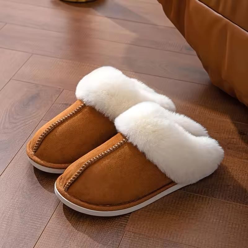 Faux Suede Fur Slippers for Women – Warm Plush Lining