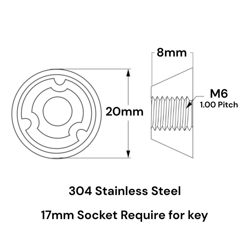 OG Secure | 3-Point Anti-Theft Tamperproof Security Nut Set (M8)