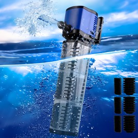 COOSPIDER 660GPH Aquarium Filter, Quiet Internal Fish Tank Filter, Powerful Pond Pump for 75-200 Gallon Large Fish Tanks, Turtle Tanks, Small Pond, Cold Plunge, Clear Wavemaker Oxygen Supply 3 in 1