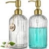 JASAI 2PACK 18Oz Fluted Glass Soap Dispenser with Golden Rust