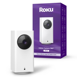 Roku Indoor Camera 360° for Home Security - Security Camera with 1080p HD Color Night Vision, Compatible with Alexa & Google, Motion Detection & Tracking - Pan & Tilt (Renewed)