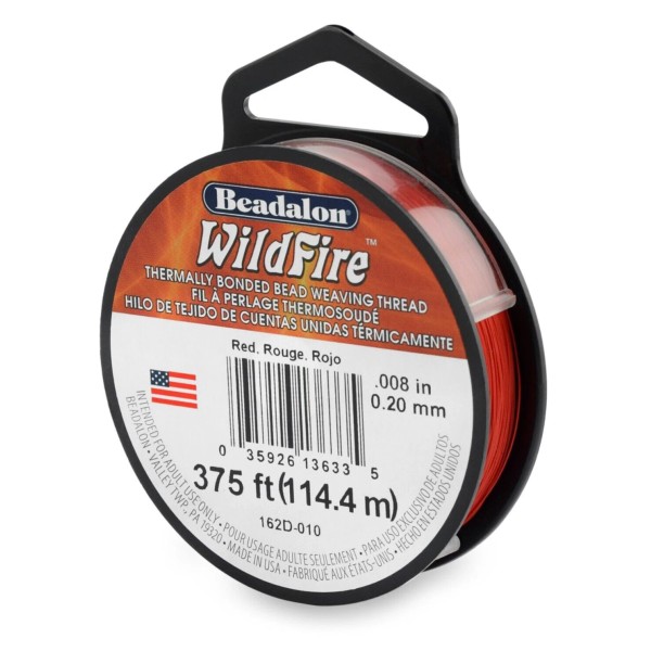 Beadalon Wildfire RED Beading Thread (.008") 125 Yards (375ft)