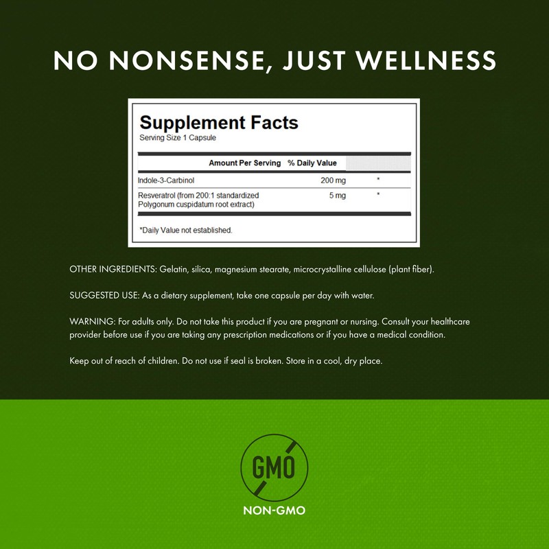 Swanson Indole-3-Carbinol with Resveratrol - I3C Supplement Promoting Cellular Protection