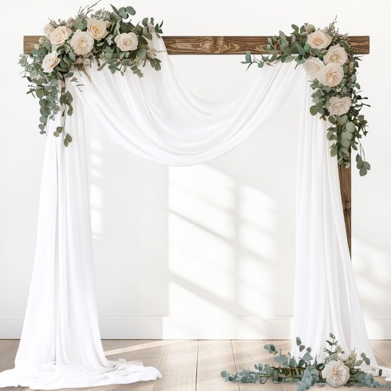 Santaben White Arch Draping Fabric Mother's Day Elegant 2 Panels
