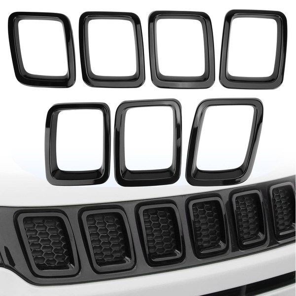 Front Bumper Rings Grill Insert Trim Cover Compatible with Jeep