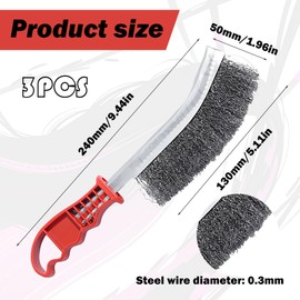 Set of 3 Stainless Steel Wire Brush, Steel Brush, Hand Wire Brush, Metal Brush, Wire Brush Set, Stainless Steel Brush, Small Wire Brush for Cleaning Welding Slag and Rust