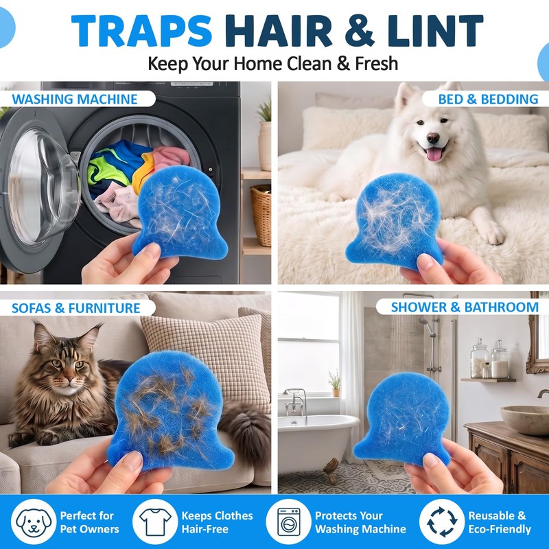 50 Pcs Laundry Pet Hair Remover Bulk Reusable Dog Cat
