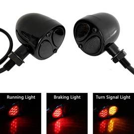 FATECIM 2X Motorcycle LED Turn Signal Lights with Running/Braking Lights, Aftermarket Motorbike Blinkers Indicators Bobber for Harley Honda Yamaha Suzuki Kawasaki Cruiser Mini Chopper Frame