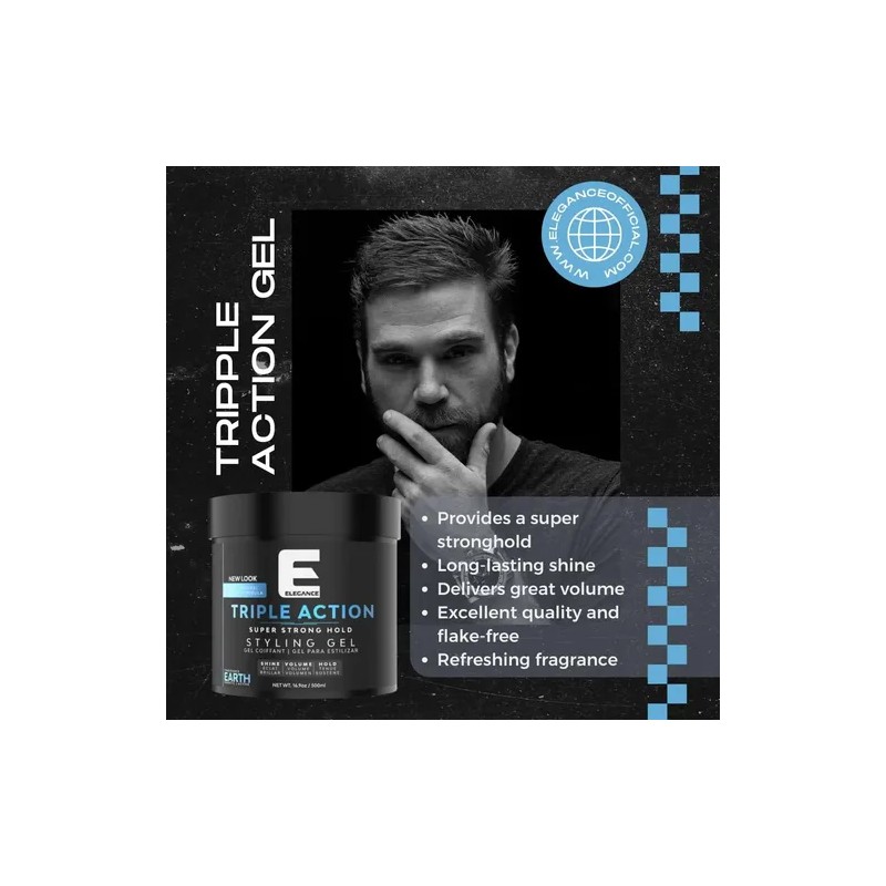 Elegance Gel Triple Action 500ml Super Strong Hold Earth