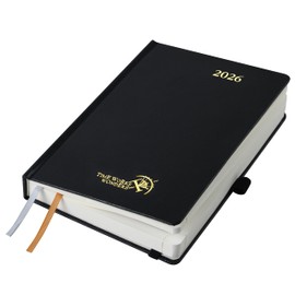 POPRUN 2026 Daily Planner One Page Per Day A5 Size Calendar (5.75" x 8.5") - 12 Months Hourly Appointment Book with Hardcover, Pocket, Pen Holder - Black