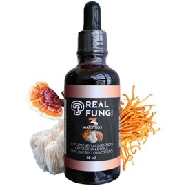 3 Maestros (Cordyceps, Reishi y Melena de Leon) Suplemento en liquido de extracto de hongo - (50ml) sin OMG (50 dias)