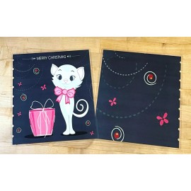 Handmade Merry Christmas Cute Kitty Cat Front/Back Cover Set 4 use w HAPPY Planner-