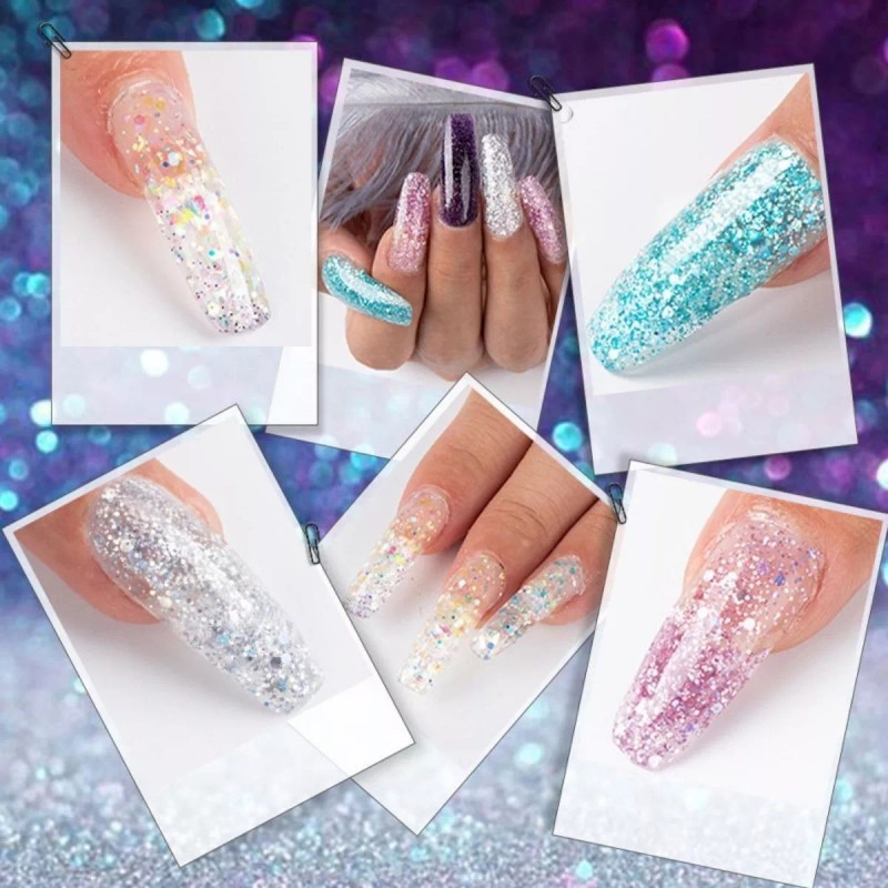 Veraly Polygel Acrigel Decoración Uñas Glitter Manicure Nails 10pz