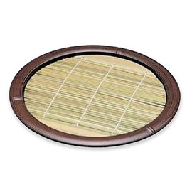 J-kitchens Soba Soba, Round Bamboo Plate, Soot Bamboo, Break-resistant, Resin, Diameter 9.4 x 1.0 inches (24 x 2.6 cm), Made in Japan