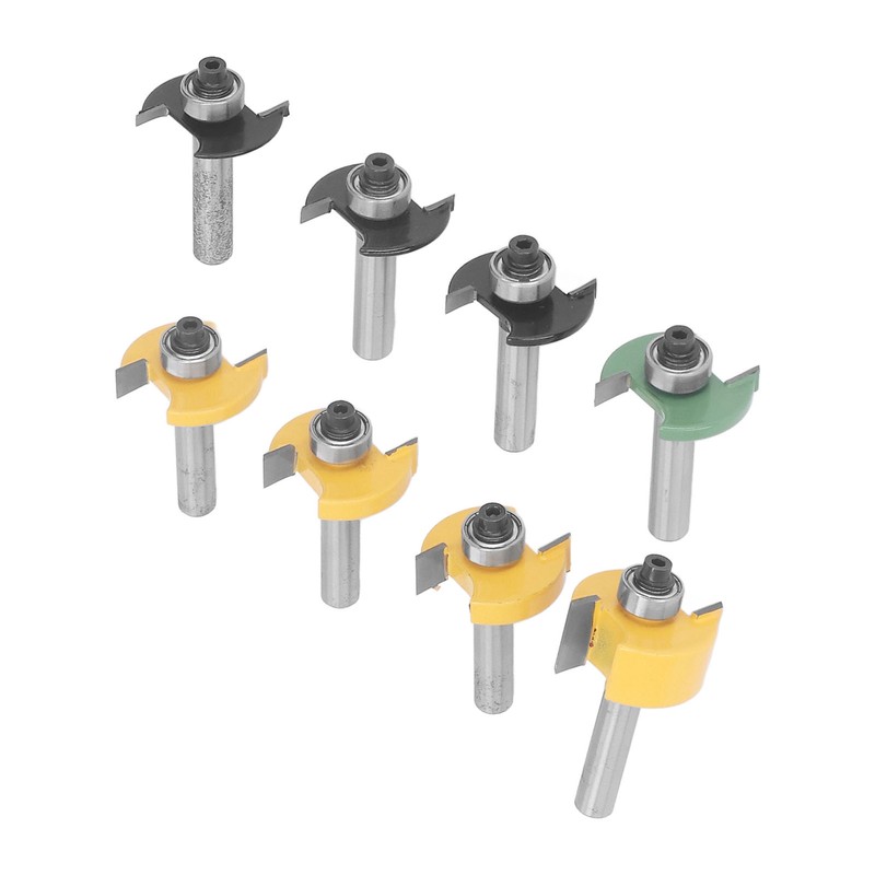 8Pcs Router Bit Groove Cutter Bit Set T Shape Wood
