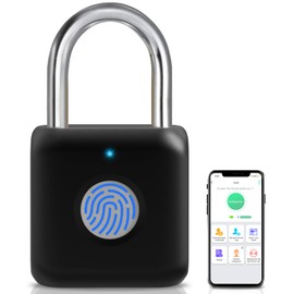 Fingerprint Lock, Anweller Smart Lock with Bluetooth, Padlock Fingerprint, Lock with Fingerprint, Small for Gym, Office, Home, Garden, Cupboard and Much More