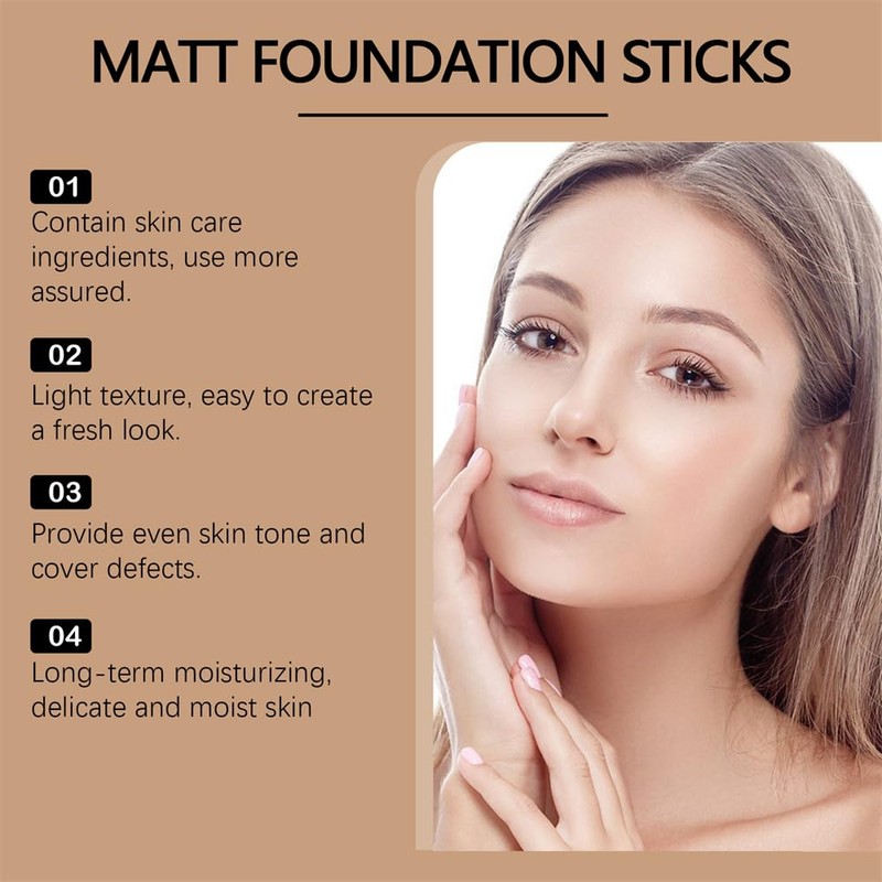 Face Makeup Stick, Multifunctional Foundation Stick with Built-in Foundation Brush,