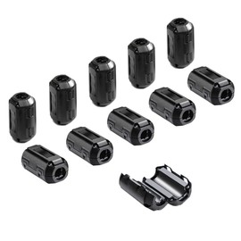 Aiqeer 10 Pcs Clip-on Ferrite Ring Core, EMI RFI Noise Suppressor Cable Clip, Anti-Interference High-Frequency Filter (5 mm Inner Diameter)
