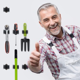 Relaxdays 20 x Tool Holder Rubber Roller Clamp Universal Broom Holder for Wall Garden Iron Handle Holder Grey/Black