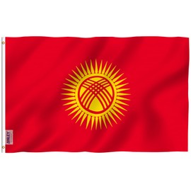ANLEY Fly Breeze 3x5 Feet Kyrgyzstan Flag - Vivid Color and Fade proof - Canvas Header and Double Stitched - Kyrgyz Republic Flags Polyester with Brass Grommets 3 X 5 FT