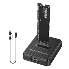 SHUBEIEUMI M.2 NVMe Enclosure, 10 Gbps M.2 NVMe SSD Hard Drive Base, USB 3.1 M2 SATA Case, Docking Station for M Key M+B Key in 2230/2242/2260/2280, Compatible with Windows, Linux and Mac, Black
