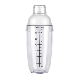 1Pcs 700CC/24oz Clear Cocktail Shaker Plastic Resin Drink Wine Tea Mixer Shaker with Scale and Strainer for Home Bar Coffee Shop Party