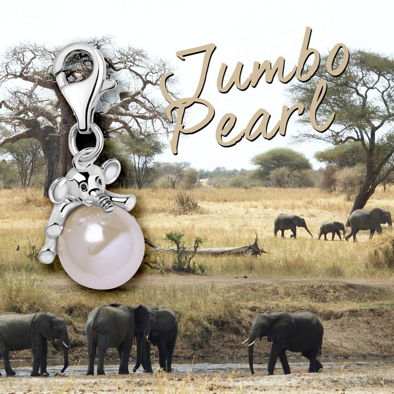 Quiges 925 Silver Elephant Charm Pendant with Lobster Clasp for