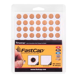 FastCap - Screw Hole Covers, 1/2" (13mm) Stickers - Professional Woodworking & Cabinetry - One Sheet (56-Caps) - Woodgrain PVC, Color - Beech