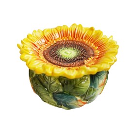 FORLONG Ceramic Jewelry Box, Yellow Sunflower Necklace Bracelet Trinket Box Jewelry Holder