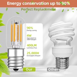 Rohseson LED Appliance Light Bulbs - LED Refrigerator Light Bulbs 40W Equivalent, Daylight 2700K, Fridge Waterproof Bulbs 4W E17 Base, ETL Listed, 4Packs