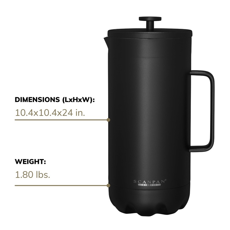 Scanpan TO GO French Press Coffee Maker 1.0L, Black -