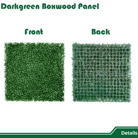 Goleray Artificial Greenery Wall Panels 20" x 20", 10Packs Topiary Boxwood Grass Wall Backdrop Faux Hedge Greenery Plant Privacy Fence Screen for Outdoor Indoor Décor, Dark Green