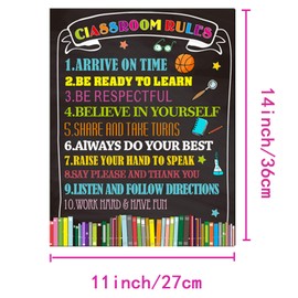 chiazllta Classroom Rules Poster Back to School Classroom Decorations 11 X 14 for Preschool Middle High School Classroom Decor
