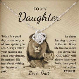 LANWLOSI To My Daughter Necklace from Dad Love Knot Necklace for Daughter Dad to Daughter Necklace Daughter Gifts from Dad Birthday Valentine Gift for Daughter Father to Daughter Gifts