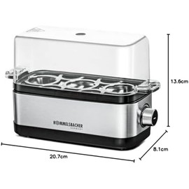 ROMMELSBACHER ER 300 Egg Cooker for 1-3 Eggs, Adjustable Hardness, Electronic Cooking Time Monitoring, Stainless Steel Heating Bowl, Measuring Cup with Egg Pick, Cable Reel, 300 Watt