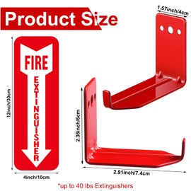 Fire Extinguisher Holder for 5-40 lb Fire Extinguisher Wall Mount with Screws, Gaskets, Self Adhesive Safety Sticker Sign Wall Hook Universal(4 Pcs)