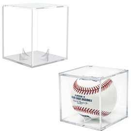 Jindizi Premium UV Protected Acrylic Baseball Display Case - Set of 2 Clear Square Boxes for 8cm Baseballs
