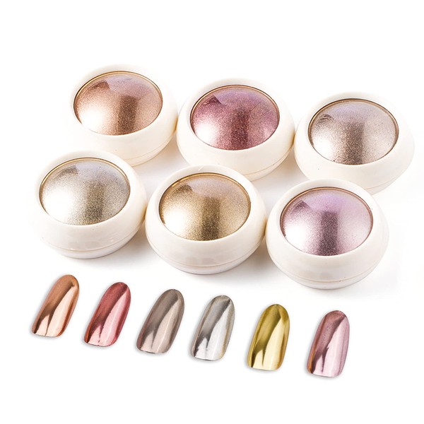 Lot de 6 boîtes de poudre effet miroir pour manucure