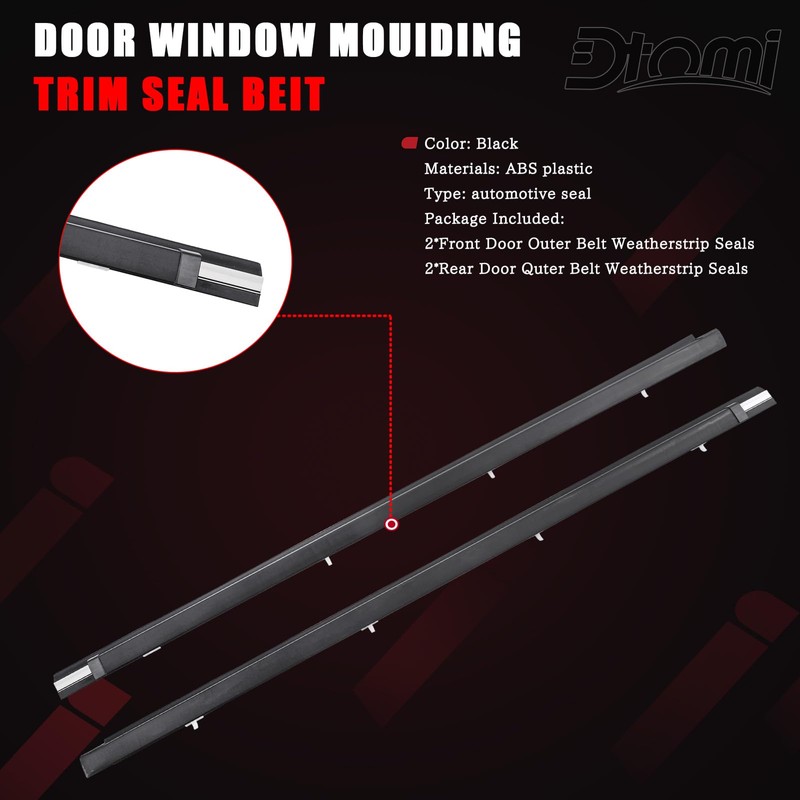Dtomi Front Door Window Belt Weatherstrip, Moulding Trim Seal Compatible