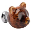 6PCS Bear Door Knob Orange Zinc Alloy Ceramic Decorative Bear