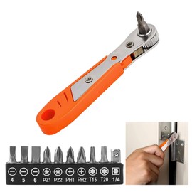 Magnetic Ratchet Wrench, 1/4 Inch Ratchet Reversible Screwdriver, with 10 Pieces Various Screwdriver Bits, Reversible Screwdriver Over Corner, Mini Ratchet Wrench, for Gadgets, Cars, Homes