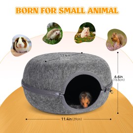 DOOKRON Guinea Pig Hideout, Double Function Guinea Pig Bed with 2 Soft Cushions, Small Animal Cage Accessories for Guinea Pigs, Hamsters, Hedgehogs, and Ferrets