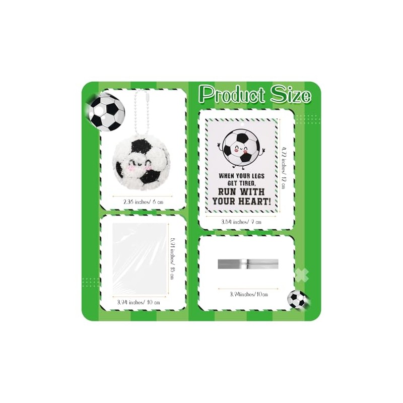 Jenaai Soccer Keychain Set with Inspirational Cards - 20 Pack