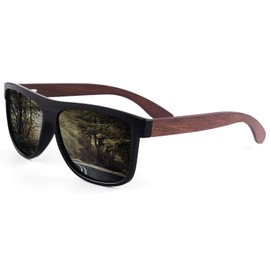 CGID Wooden Polarised Sunglasses Men Women Original UV400 CAT 3 M07, Glossy Black Frame | Grey Lens