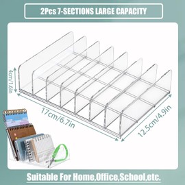 2 Pcs Acrylic Mail Holder, Acrylic File Mail Desktop Organizer Sorters, 7 Compartments Acrylic Mail Organizer, Clear Desk Organizer File Holders, Acrylic Letter Organizer for Office, Home, School